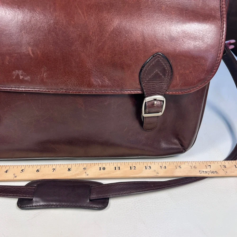 Dilana Briefcase Messenger Bag Mens Large Brown Solid Leather Satchel Vintage